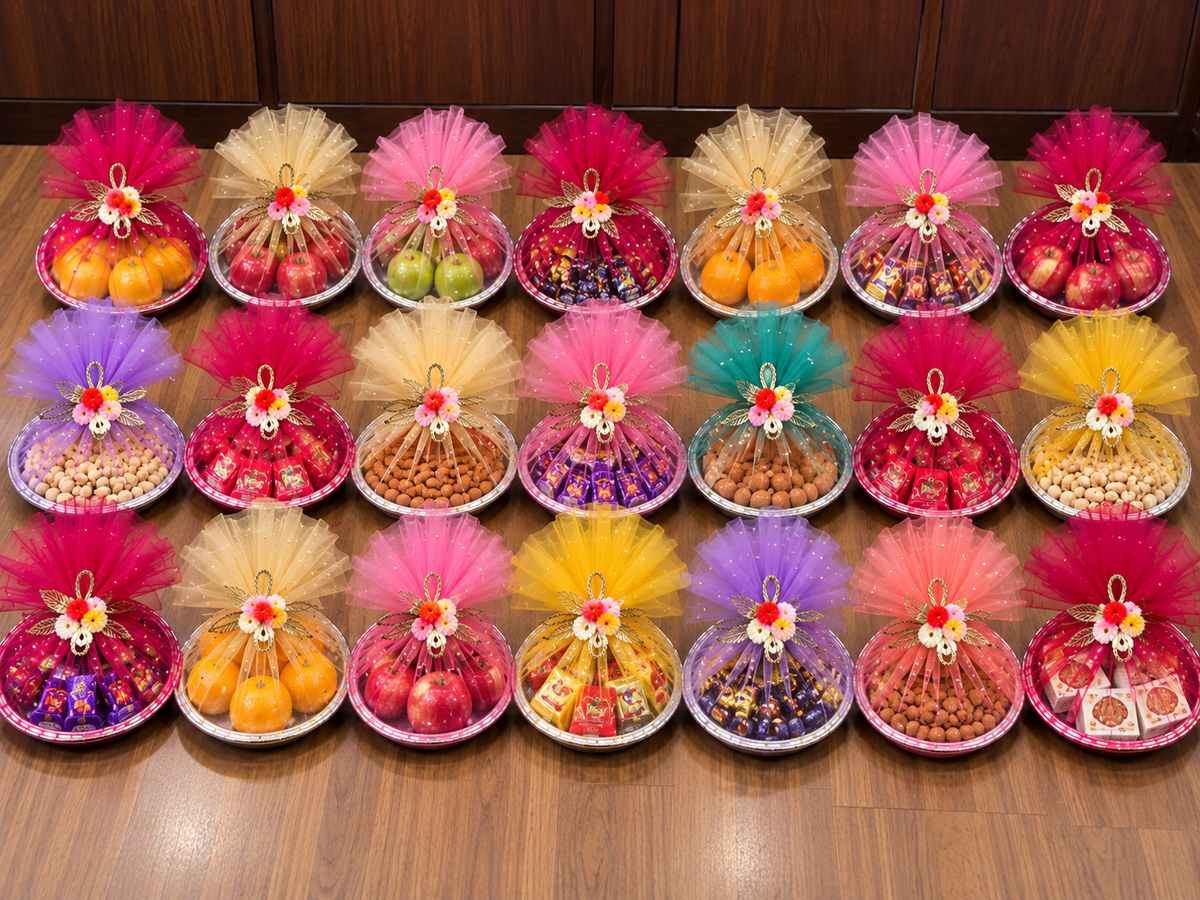 Seer varisai Plate Decoration with Net wrap