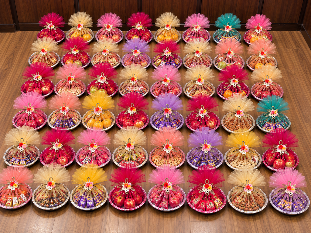 Seer varisai Plate Decoration with Net wrap