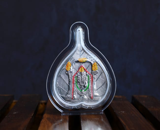 Silver Finish God In Peepal leaf frame