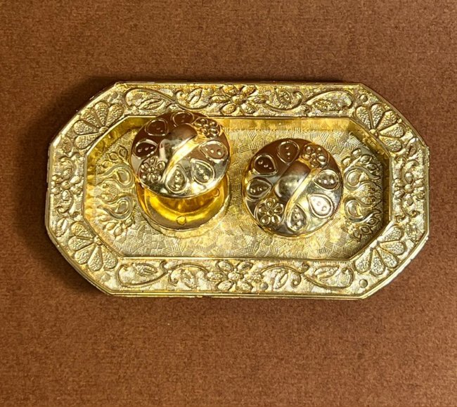 Gold colour Kumkum platter