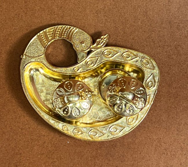 Gold colour Kumkum platter