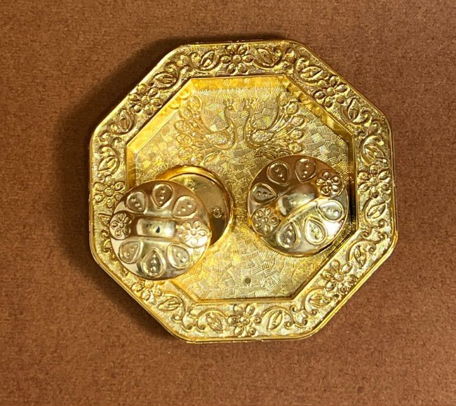Gold colour Kumkum platter