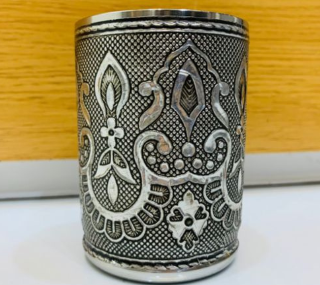 Meenakari Oxidized Steel Glass