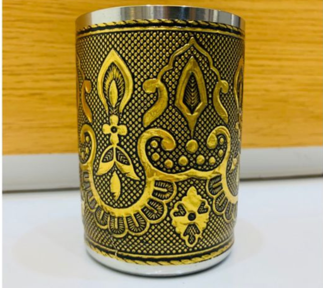 Meenakari Oxidized Steel Glass