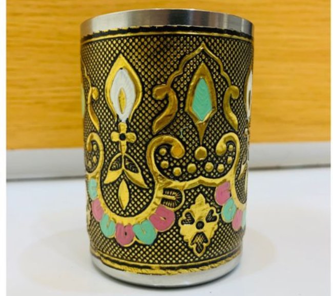 Colour Oxidized Meenakari Steel Glass