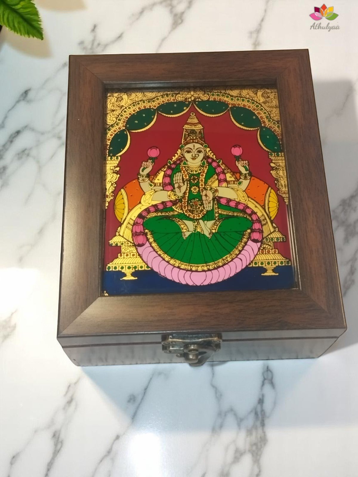 Tanjore style reverse glass paint jewel box