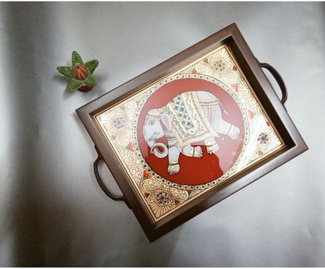 Tanjore Style Painting tray- medium