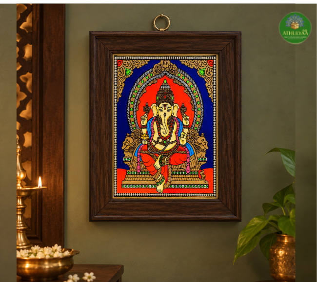 Tanjore Reverse glass painting- Ganesh