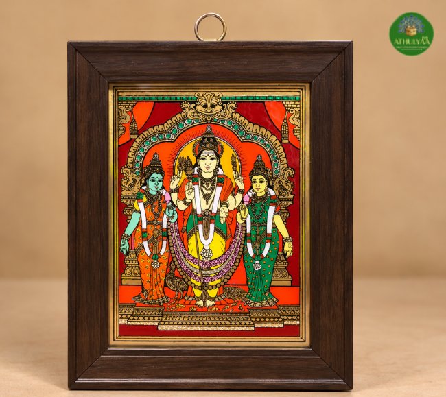 Tanjore reverse glass painting - Murugan