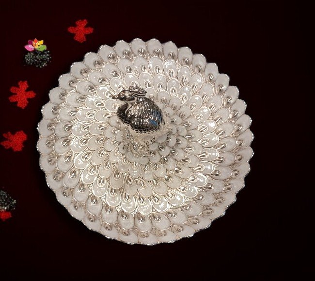 German Silver Peacock Round Plater