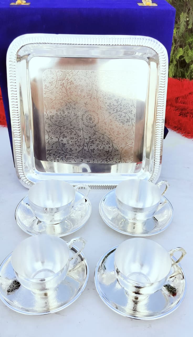 German Silver Tea Set with Tray