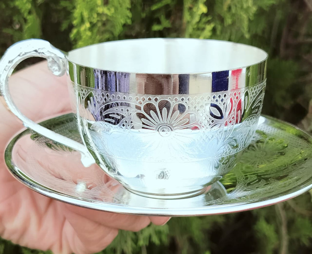German Silver Tea Set with Tray