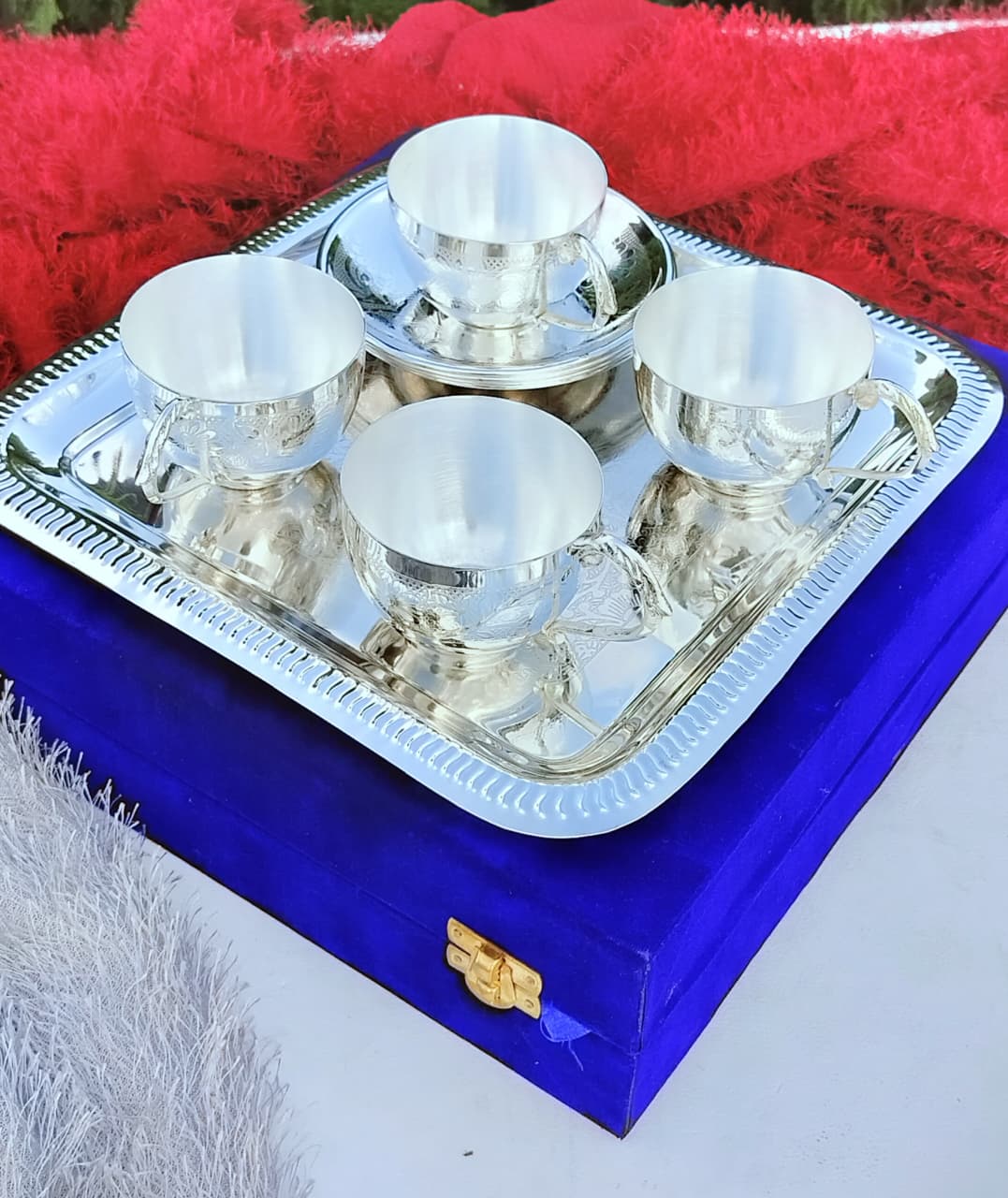 German Silver Tea Set with Tray