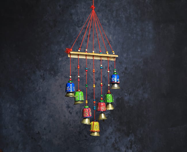 Wooden Multicolor Bells wall hanging