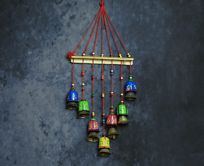 Wooden Multicolor Bells wall hanging