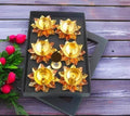 Brass Lotus Diwali Diya Set of 6