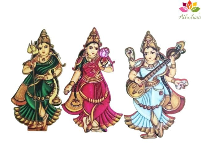 Durga Lakshmi Saraswati Trio Fridge magnet Set